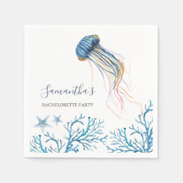 Coastal Watercolor Jelly Fish Personalisiert Napki Serviette