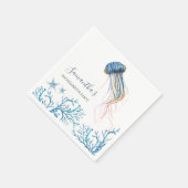 Coastal Watercolor Jelly Fish Personalisiert Napki Serviette (Ecke)