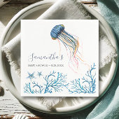 Coastal Watercolor Jelly Fish Personalisiert Napki Serviette
