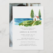 Coastal Watercolor Kapelle Ocean Engagement Party Einladung (Vorne/Hinten)