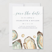 Coastal Watercolor Oyster Foto Hochzeit Save The Date (Vorderseite)