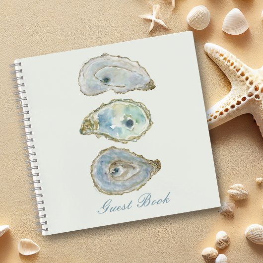 Coastal Watercolor Oyster Guest Book Notizblock