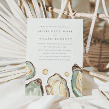 Coastal Watercolor Oyster & Pearl Wedding