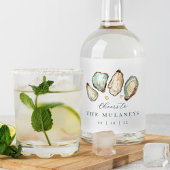 Coastal Watercolor Oyster Wedding Alkoholflaschenetikett