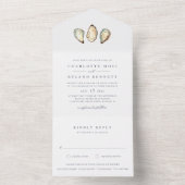 Coastal Watercolor Oyster Wedding All In One Einladung (Innen Boden)