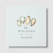Coastal Watercolor Oyster Wedding Gästebuch (Vorderseite)