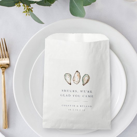 Coastal Watercolor Oyster Wedding Geschenktütchen