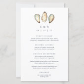 Coastal Watercolor Oyster Wedding Menü (Vorderseite)