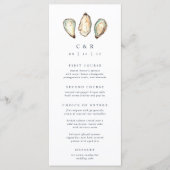 Coastal Watercolor Oyster Wedding Menükarte (Vorderseite)