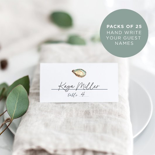 Coastal Watercolor Oyster Wedding Platzkarte