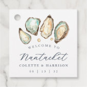 Coastal Watercolor Oyster Wedding Willkommen Geschenkanhänger (Vorderseite)