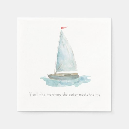Coastal Watercolor Sailboat Serviette (Vorderseite)
