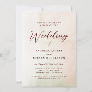 Coastal Watercolor Sepia Elegante Hochzeit Einladung