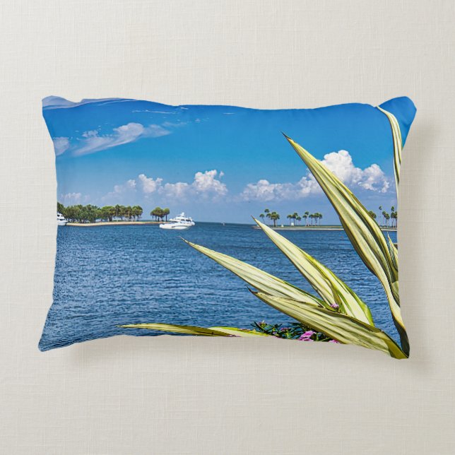Coastal Waterfront Wall Art Tropical Ocean View Dekokissen (Rückseite)