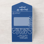 Coastal Wedding Abstrakt Artistic Blue All In One Einladung (Außenbereich)