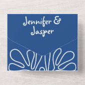 Coastal Wedding Abstrakt Artistic Blue All In One Einladung (Rückseite)