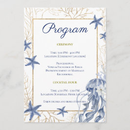 Coastal Wedding Blue & Gold Program Programm