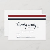 Coastal Wedding Blue Red and White RSVP Card (Vorne/Hinten)