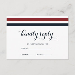 Coastal Wedding Blue Red and White RSVP Card Karte