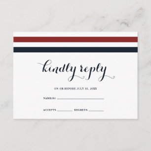 Coastal Wedding Blue Red and White RSVP Card Karte