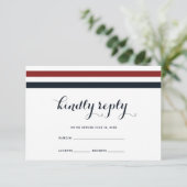 Coastal Wedding Blue Red and White RSVP Card Karte (Stehend Vorderseite)