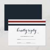Coastal Wedding Blue Red and White RSVP Card Karte (Vorne/Hinten)
