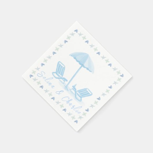 Coastal Wedding Cocktail Napkin Serviette (Ecke)