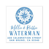 Coastal Wedding Compass Nautical Rücksendeadresse Permastempel (Design)