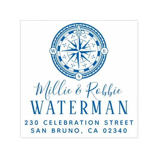Coastal Wedding Compass Nautical Rücksendeadresse Permastempel (Design)