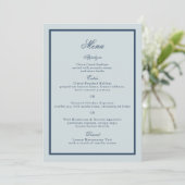 Coastal Wedding Dusty Blue Classic Menu Card Einladung (Stehend Vorderseite)