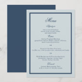 Coastal Wedding Dusty Blue Classic Menu Card Einladung (Vorne/Hinten)
