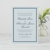 Coastal Wedding Dusty Blue Classic Script Einladung (Stehend Vorderseite)