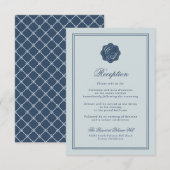 Coastal Wedding Dusty Blue Monogram Reception Begleitkarte (Vorne/Hinten)
