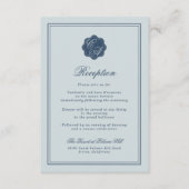 Coastal Wedding Dusty Blue Monogram Reception Begleitkarte (Vorderseite)