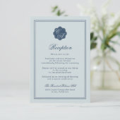 Coastal Wedding Dusty Blue Monogram Reception Begleitkarte (Stehend Vorderseite)
