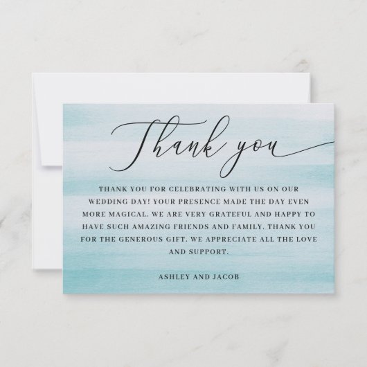 Coastal Wedding | Elegant Script Nautical Blue Dankeskarte (Vorderseite)