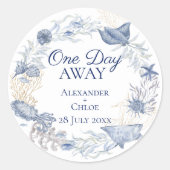Coastal Wedding Favor Blue Gold Sticker (Vorderseite)