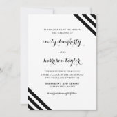 Coastal Wedding Nautical Stripes Schwarz-Weiß Einladung (Vorderseite)