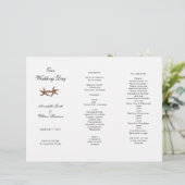 Coastal Wedding Tri-Fold Starfish Couple Programm (Stehend Vorderseite)