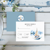 Coastal Wedding Wassercolor Nautical Sailboat RSVP Karte