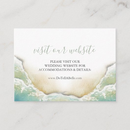 Coastal Wedding Website Beiheft Karte Green (Vorderseite)