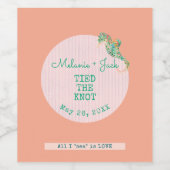 Coastal Weddingr Seahorse Stripe Weinetikett (Einzelnes Label)