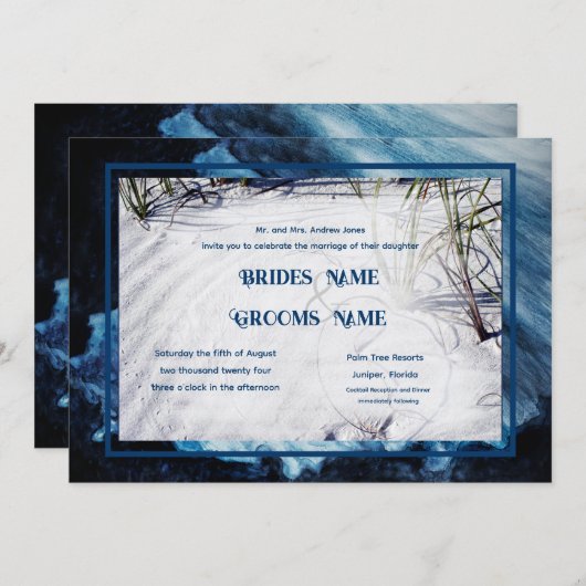 Coastal Windswept Beach Hochzeit Einladung (Vorne/Hinten)