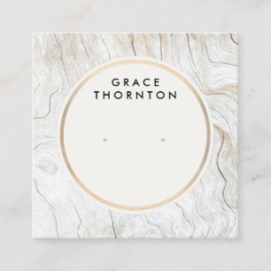 Coastal Wood Earring Jewelry Wood Display Card Quadratische Visitenkarte