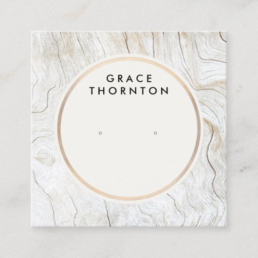 Coastal Wood Earring Jewelry Wood Display Card Quadratische Visitenkarte (Vorderseite)