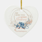 Coastal Zuhause Blue Aquarell Octopus custom Xmas Keramik Ornament (Vorne)