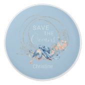 Coastal Zuhause Blue Aquarell Octopus individuelle Keramikknauf (Vorderseite)