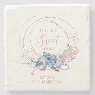 Coastal Zuhause Blue Aquarell Octopus individuelle Steinuntersetzer