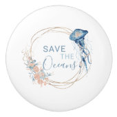 Coastal Zuhause Blue Aquarell-Zusammensetzung Keramikknauf (Vorderseite)