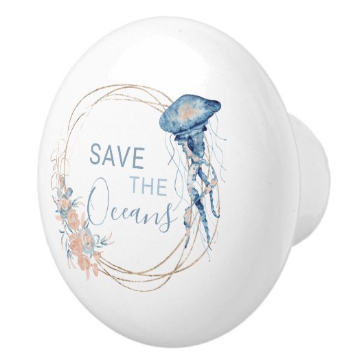 Coastal Zuhause Blue Aquarell-Zusammensetzung Keramikknauf (Rechts)